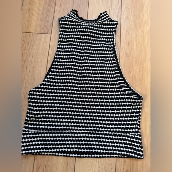 Free people Black Patterned stripe Sleeveless Mock Top - Picture 4 of 4